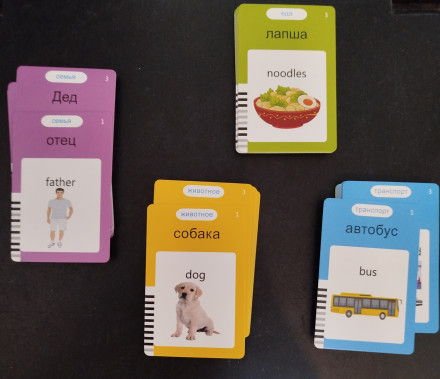 Обучающая интерактивная игрушка с карточками и озвучкой русско-английская. 