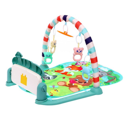 Музыкальный развивающий коврик «Милые зверята», русское озвучивание, цвет розовый, уценка.