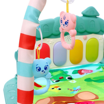 Музыкальный развивающий коврик «Милые зверята», русское озвучивание, цвет розовый, уценка.