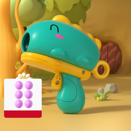 Игровой набор: Пистолет-динозавр с липкими шариками и мишенью-слоном