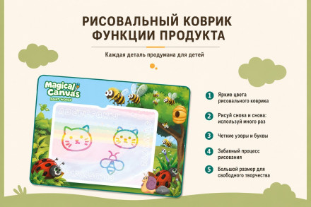 Водный коврик для рисования «Мир насекомых» 80×60 см