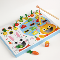 Деревянная игра 3-в-1 «Рыбалка • Урожай морковок • Накорми зверят»