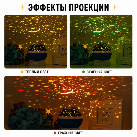 Ночник-проектор «Звёздное небо» 360° (Черный цв.)
