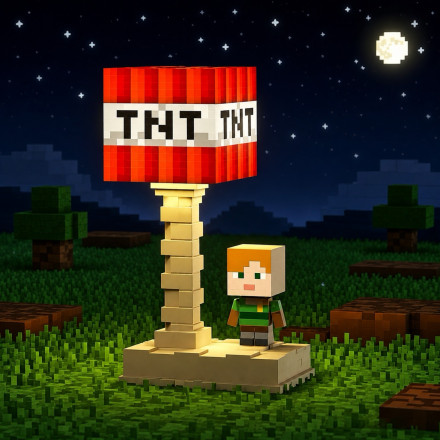 Настольный светильник в стиле Minecraft TNT