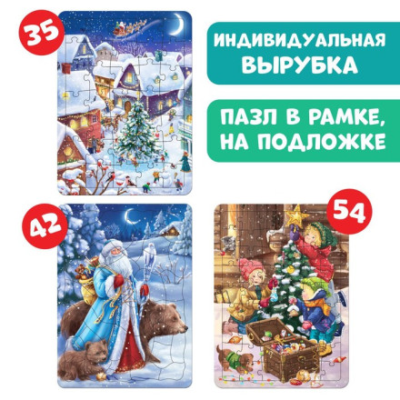  Набор пазлов в рамке «Здравствуй, Новый год», 35, 42, 54 детали