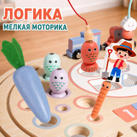 Деревянный развивающий игровой стол Монтессори «10 в 1»