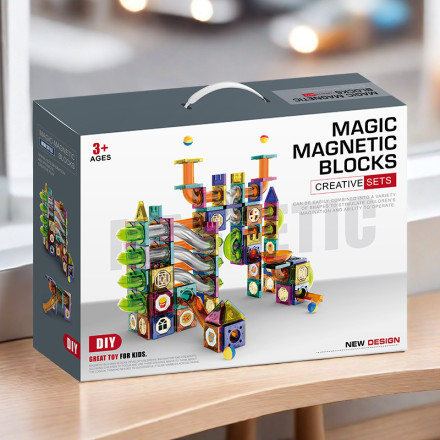 Магнитный конструктор «Magic Magnetic Blocks» с шариковой трассой (≈94 деталей)