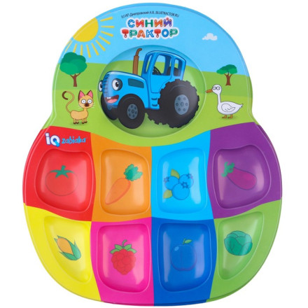 Сортер на 8 цветов «Синий трактор Весёлые бусинки», с пинцетом, по методике Монтессори