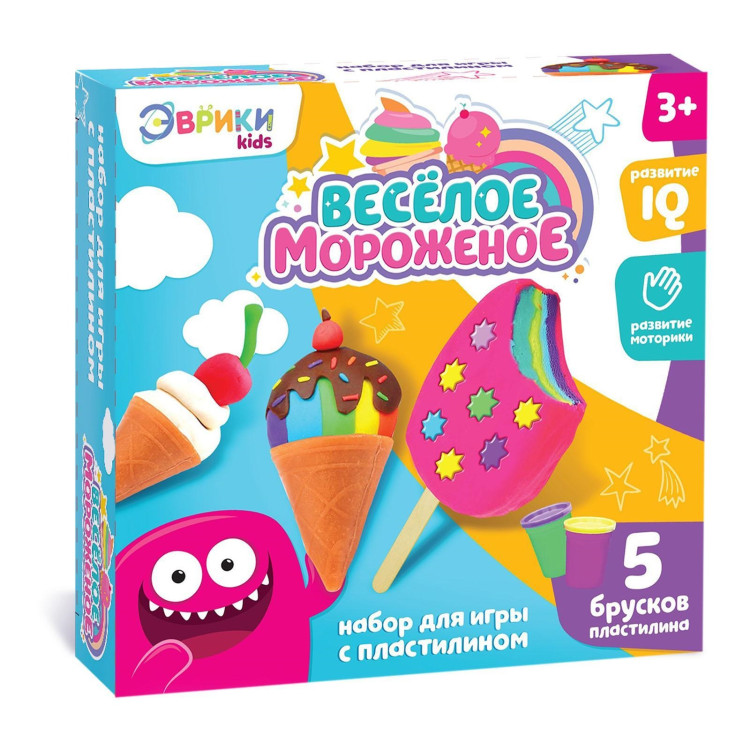 Игровой набор для лепки «Весёлое мороженое», 5 брусков пластилина ...