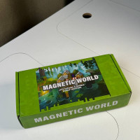 Набор магнитных кубиков «Пиксельный мир» (в стиле Minecraft, 95 кубиков + 1 фигурка).