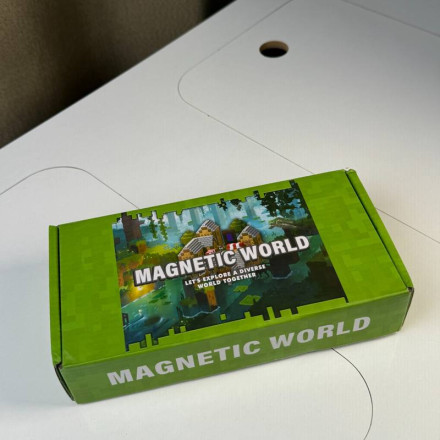 Набор магнитных кубиков «Пиксельный мир» (в стиле Minecraft, 95 кубиков + 1 фигурка).