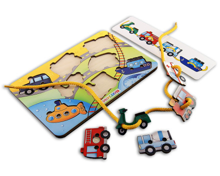 Игра по системе Монтессори "Шнуровка "Транспорт-2"