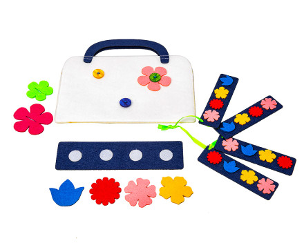 Дидактический коврик Сумка-игралка "Цветы" (белая)